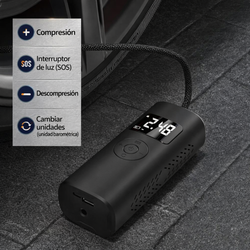 🚗🔥 COMPRESOR PORTÁTIL INALÁMBRICO