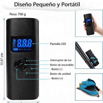 🚗🔥 COMPRESOR PORTÁTIL INALÁMBRICO
